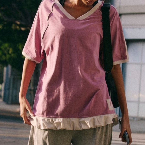 NWOT Free People Baseline Solid Tee in Vanilla Fig - Picture 4 of 9